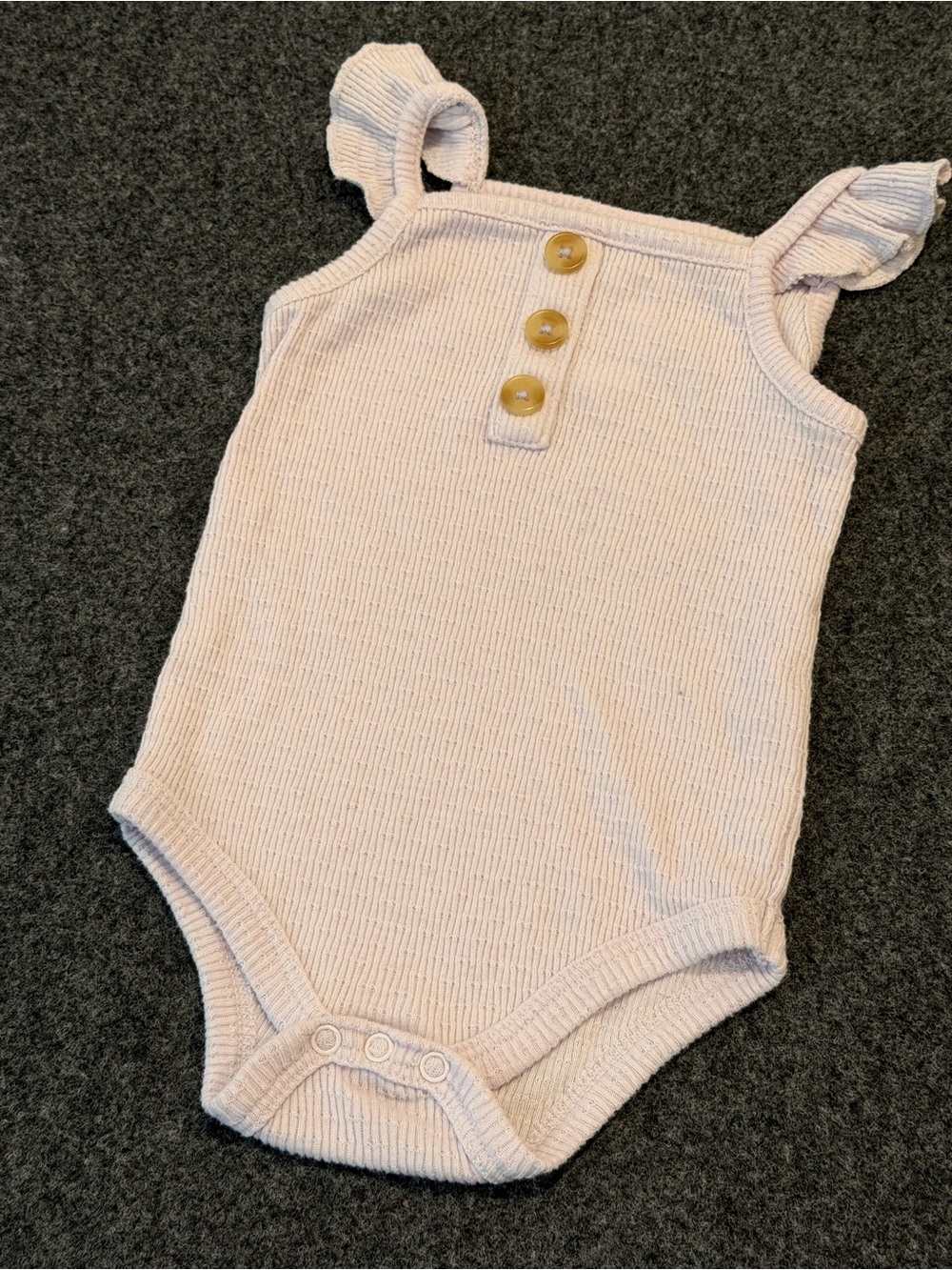 Nicole Miller Lilac Ribbed Ruffle-Shoulder Baby Bodysuit